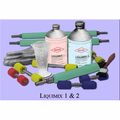 Liquimix anti-lapping solution, Solution 1 and Solution 2 bottles