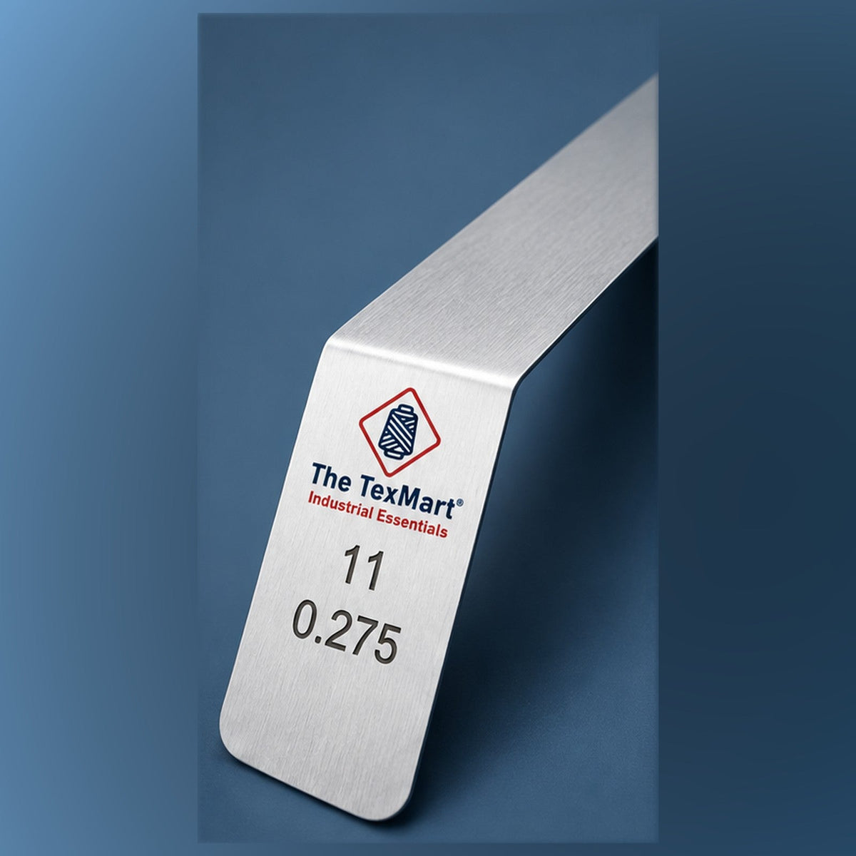 Close-up of a Texmart card leaf gauge leaf etched gauge 11, 0.275 mm