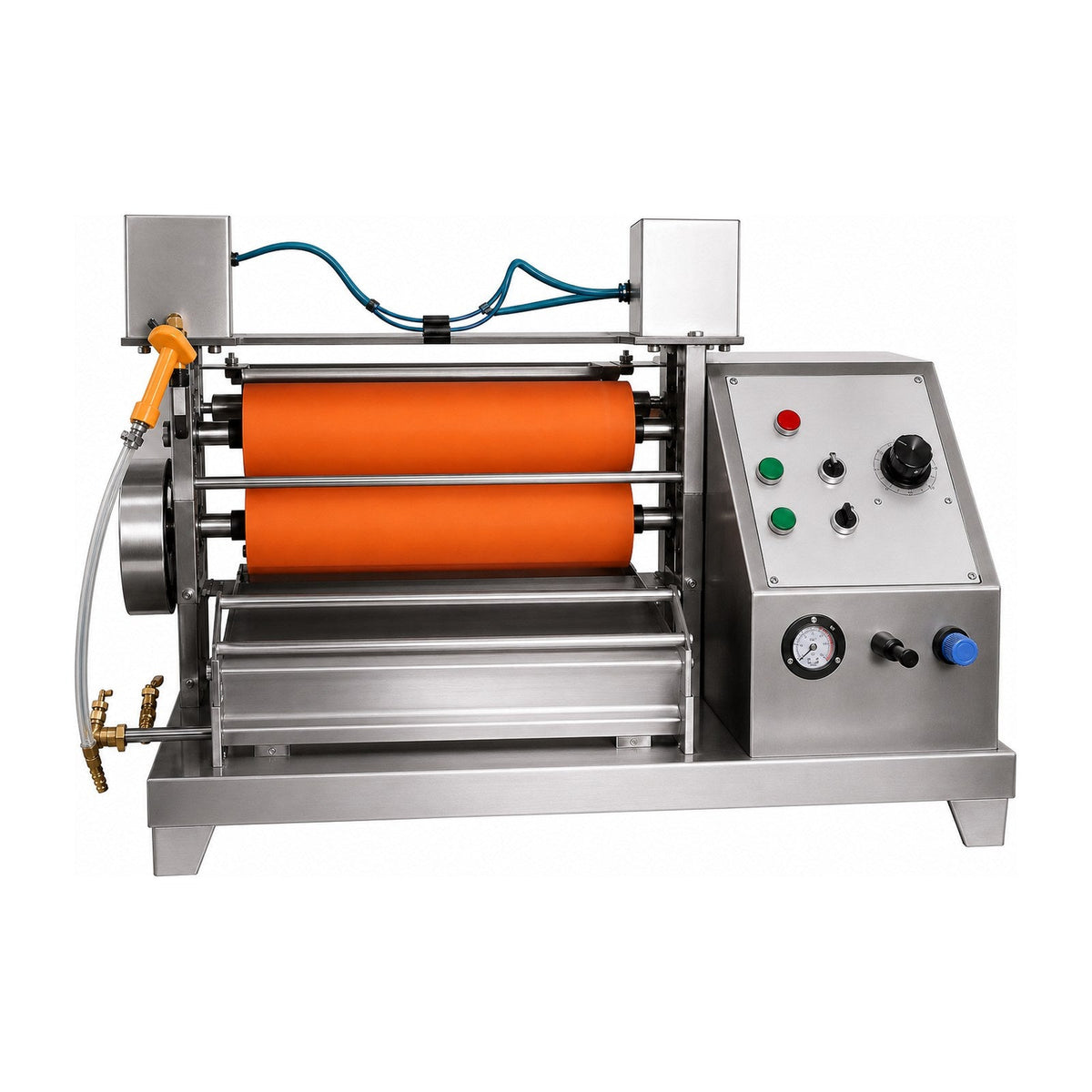 Texmart laboratory pneumatic padding mangle with rubber covered rollers